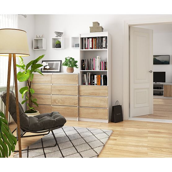 ÉTAGÈRE R60 3TI 2P CLP PK BLANC / SONOMA