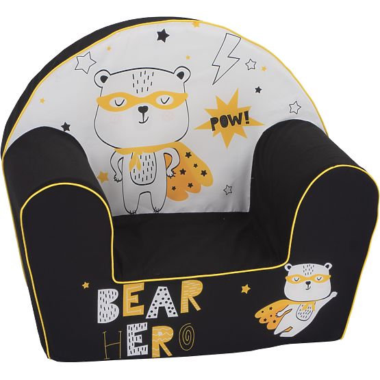 Fauteil enfant Ours Super-Héros - noir et blanc