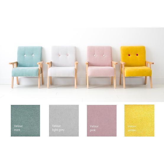 Fauteuil rétro pour enfant Velours - rose