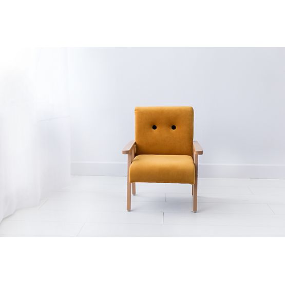 Fauteuil enfant rétro Velours - moutarde