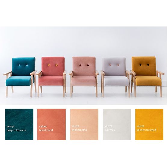 Fauteuil enfant rétro Velours - moutarde