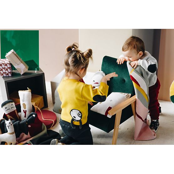 Fauteuil enfant rétro Velours - vert foncé