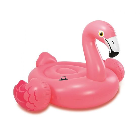 Flamant rose gonflable dans l'eau