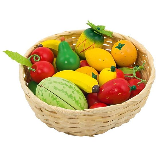 Fruits en bois dans un panier 23 pcs