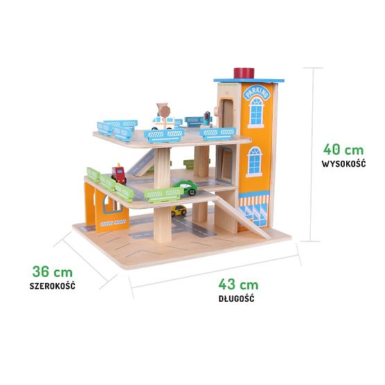 Garage en bois avec voitures et ascenseur