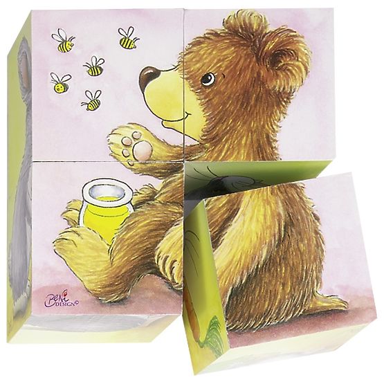 Goki Blocs en Bois Jeunes Animaux 4 pcs