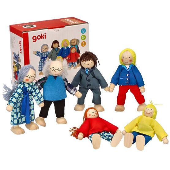 GOKI Famille - poupées en bois pour maison de poupée