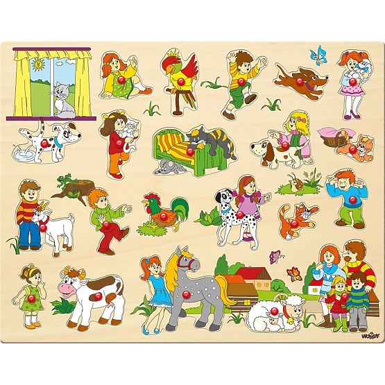Grand puzzle enfants et leurs animaux