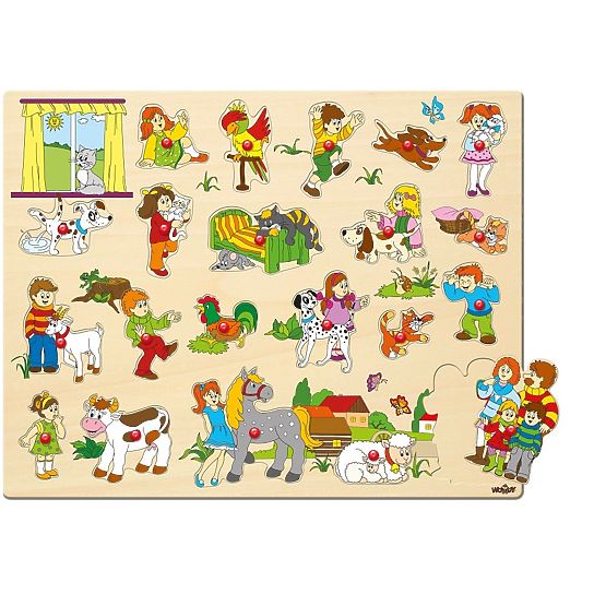 Grand puzzle enfants et leurs animaux