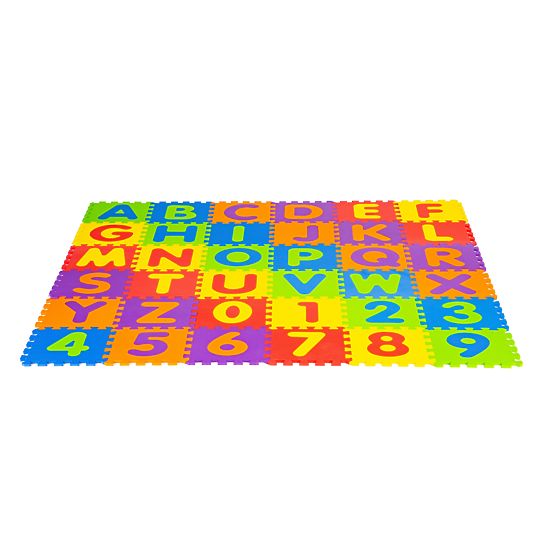 Grand tapis en mousse EVA pour enfants lettres chiffres 178x178 cm 36 pièces ECOTOYS