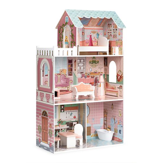 Grande maison de poupée avec ensemble de meubles ECOTOYS