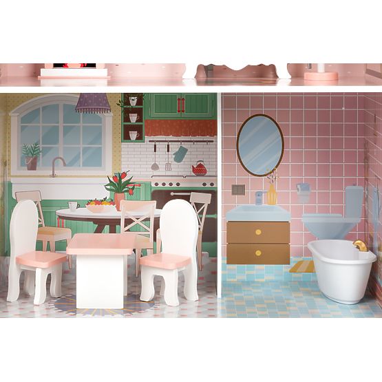 Grande maison de poupée avec ensemble de meubles ECOTOYS