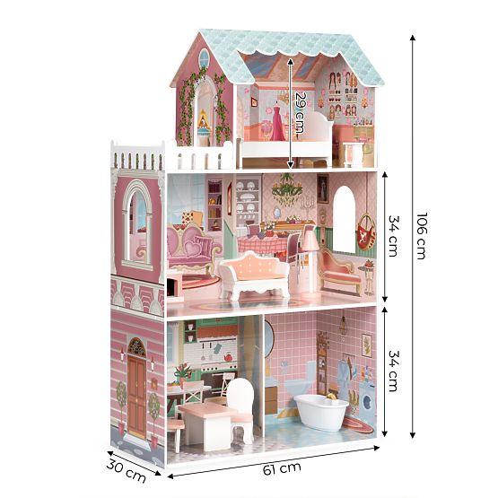 Grande maison de poupée avec ensemble de meubles ECOTOYS