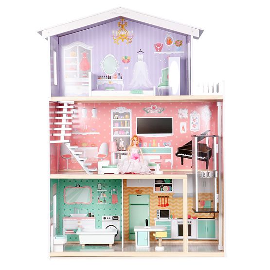 Grande maison de poupée en bois avec ascenseur mobile et meubles ECOTOYS