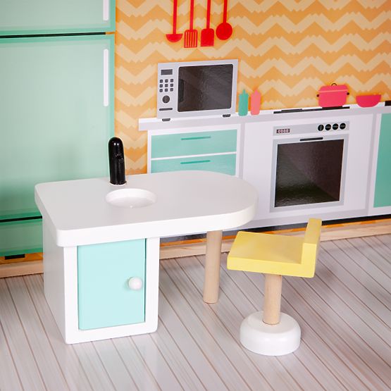Grande maison de poupée en bois avec ascenseur mobile et meubles ECOTOYS