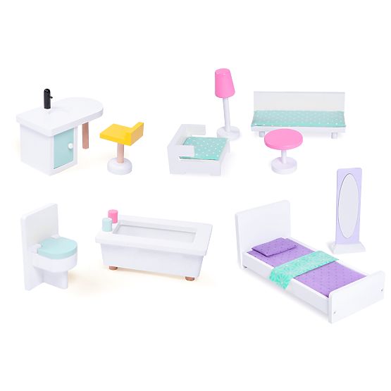 Grande maison de poupée en bois avec ascenseur mobile et meubles ECOTOYS