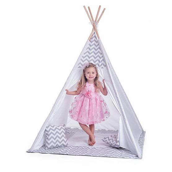 Tente tipi enfant gris-blanc
