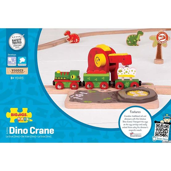 Grue à dinosaures sur rail Bigjigs