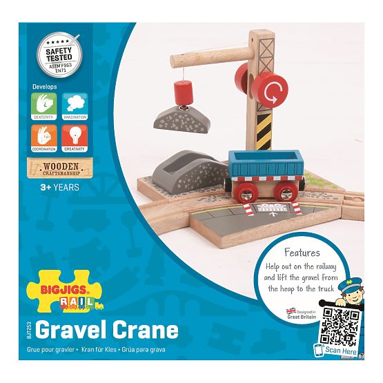 Grue sur rail Bigjigs avec gravier
