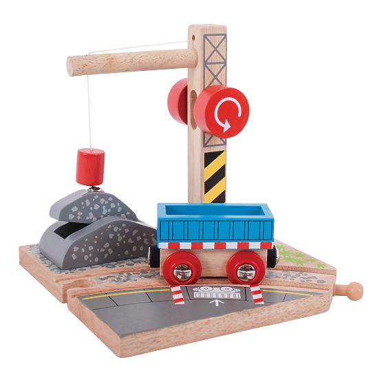 Grue sur rail Bigjigs avec gravier