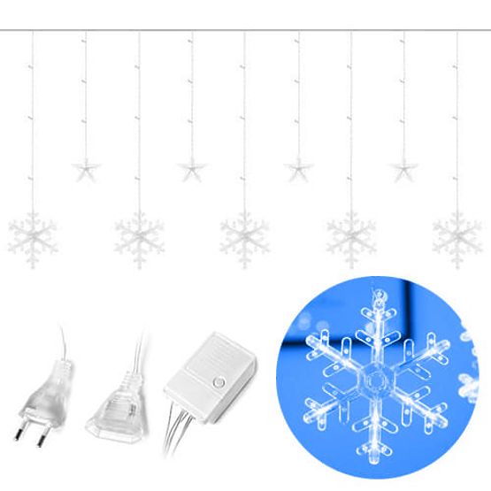 Guirlandes lumineuses flocons de neige et étoiles éclairage de Noël rideau 138LED