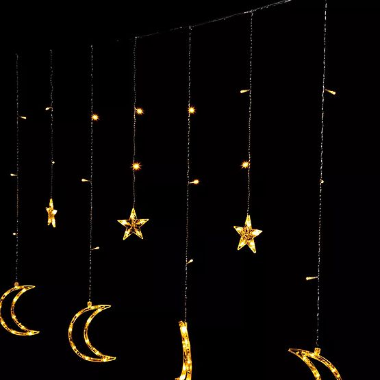 Guirlandes lumineuses lunes et étoiles éclairage de Noël 96LED