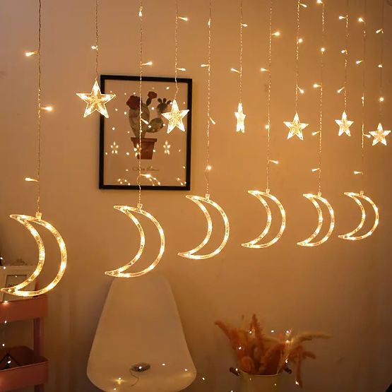 Guirlandes lumineuses lunes et étoiles éclairage de Noël 96LED