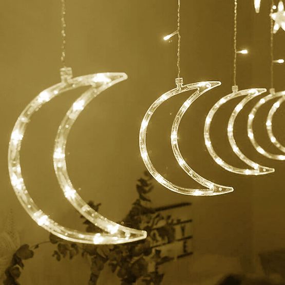 Guirlandes lumineuses lunes et étoiles éclairage de Noël 96LED