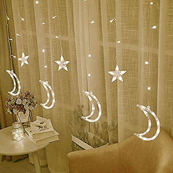 Guirlandes lumineuses lunes et étoiles éclairage de Noël 96LED