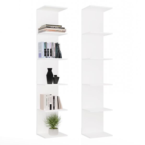 HAUTE ÉTAGÈRE BLANCHE 6P 180 cm 6 Étagères pour Livres et Documents pour Bureau et Salon