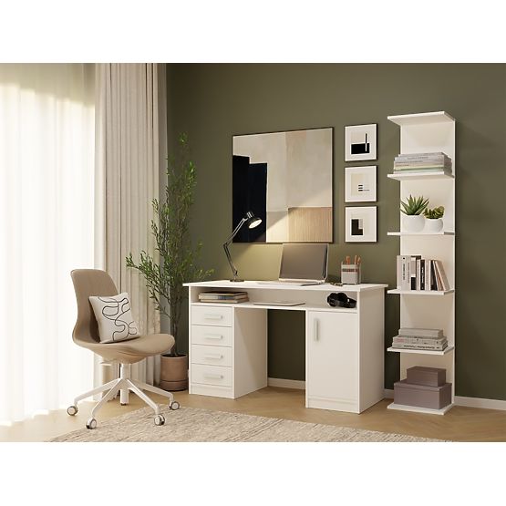 HAUTE ÉTAGÈRE BLANCHE 6P 180 cm 6 Étagères pour Livres et Documents pour Bureau et Salon