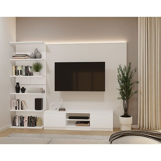 HAUTE ÉTAGÈRE BLANCHE 6P 180 cm 6 Étagères pour Livres et Documents pour Bureau et Salon