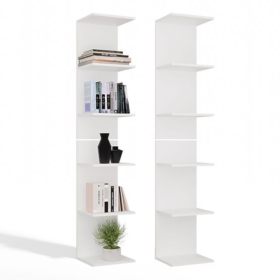 HAUTE ÉTAGÈRE BLANCHE 6P 180 cm 6 Étagères pour Livres et Documents pour Bureau et Salon