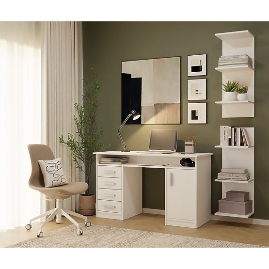 HAUTE ÉTAGÈRE BLANCHE 6P 180 cm 6 Étagères pour Livres et Documents pour Bureau et Salon