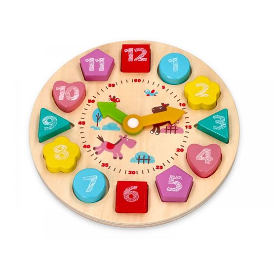 Horloge colorée avec des blocs de bois
