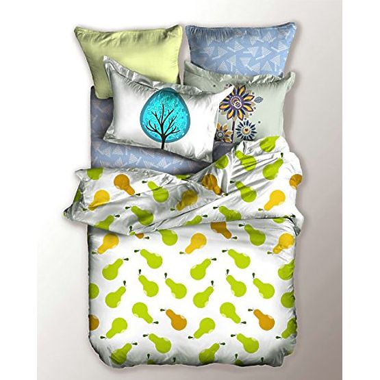 Housse de couette BASIC couleur verte avec motif végétal 155x220_80x80*1 DecoKing