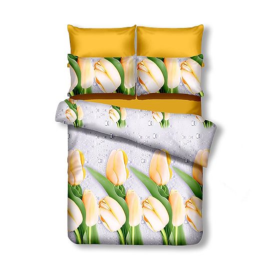 Housse de couette EMERALD couleur crème avec motif floral 155x220_80x80*1 DecoKing