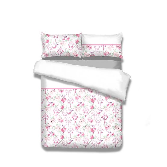 Housse de couette SNUGGY blanche avec imprimé floral 155x220*2+80x80*2 AmeliaHome