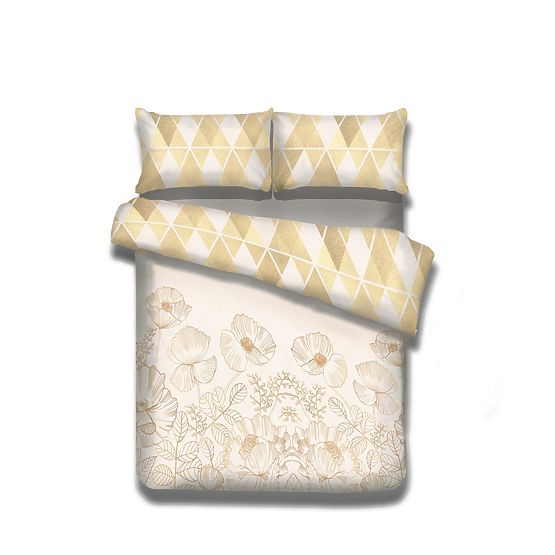 Housse de couette SNUGGY jaune avec motif floral 155x220*2+80x80*2 AmeliaHome