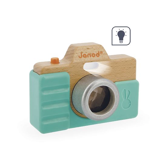Janod Caméra enfant en bois avec son et lumière
