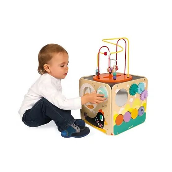 Janod Cube Actif Multifonctionnel avec labyrinthe moteur - grand