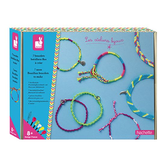 Janod Kit de fabrication de bijoux avec boîte à bijoux Bracelets néon 8+