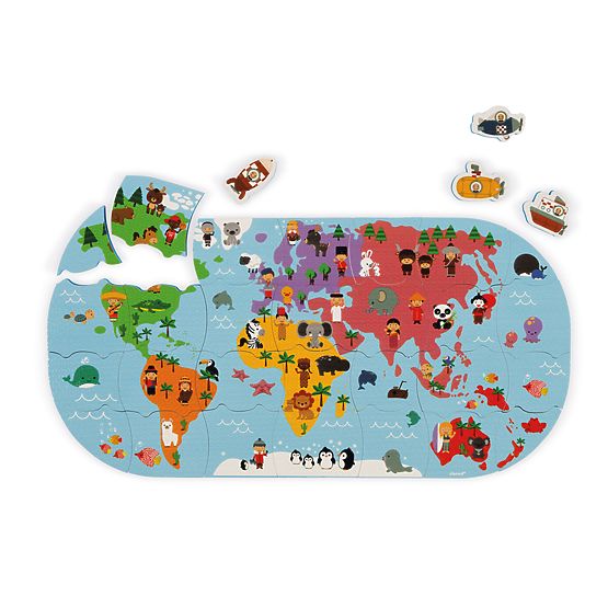 Janod Jouet de bain puzzle Carte du monde 28 pcs