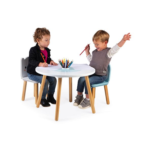 Janod Table et 2 Chaises en Bois - Ours et Pingouin