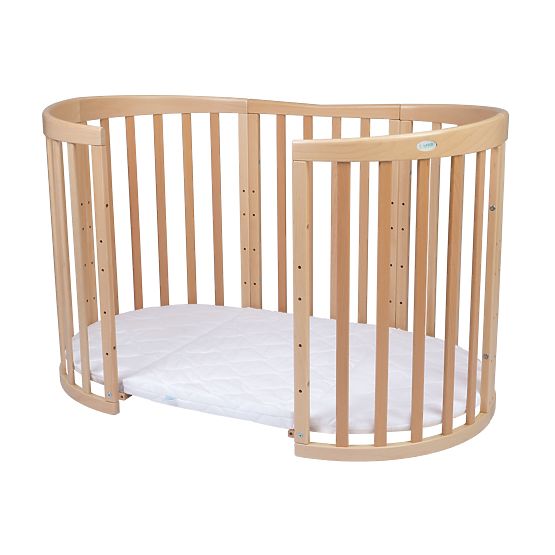 Lit bébé évolutif ovale Ruby 7 en 1 - naturel