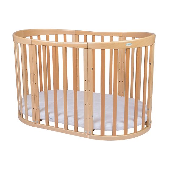 Lit bébé évolutif ovale Ruby 7 en 1 - naturel