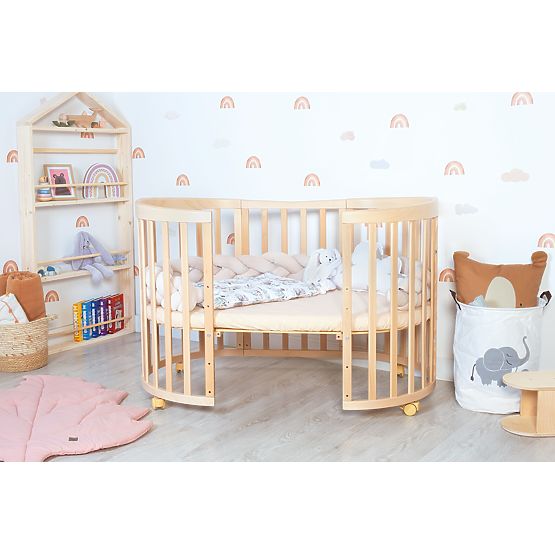 Lit bébé évolutif ovale Ruby 7 en 1 - naturel