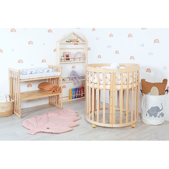 Lit bébé évolutif ovale Ruby 7 en 1 - naturel