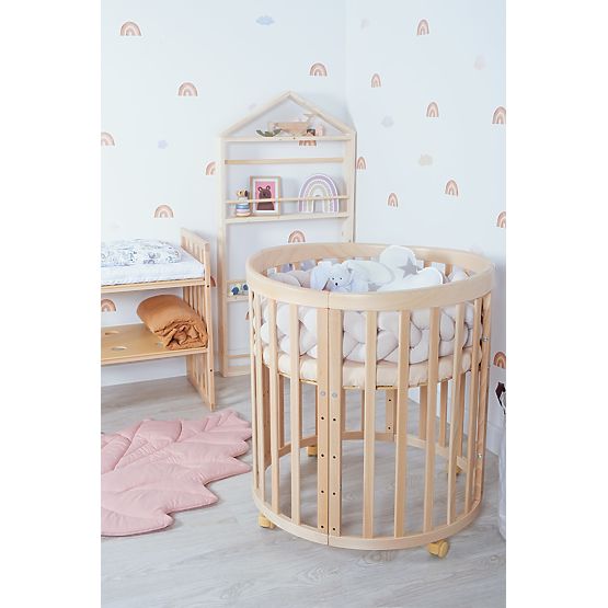 Lit bébé évolutif ovale Ruby 7 en 1 - naturel