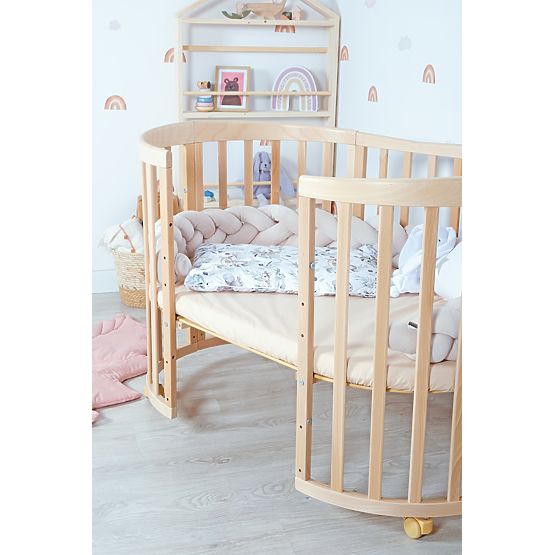 Lit bébé évolutif ovale Ruby 7 en 1 - naturel
